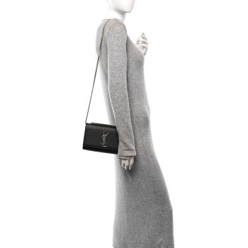 SAINT LAURENT Grain De Poudre Small Monogram Kate Satchel Black