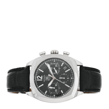TAG HEUER Stainless Steel Alligator 38mm Monza Chronograph Automatic Watch Black CR2113-0