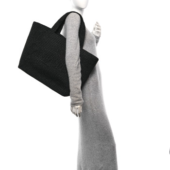 SAINT LAURENT Raffia Logo Tote  Black