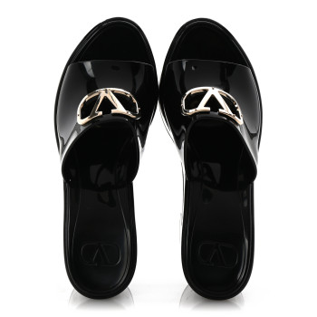 VALENTINO GARAVANI Rubber VLogo PM Platform Slide Sandals 39 Black