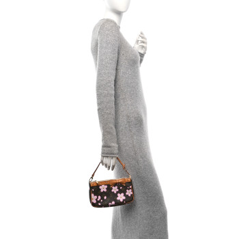 LOUIS VUITTON Monogram Cherry Blossom Pochette Accessories Brown