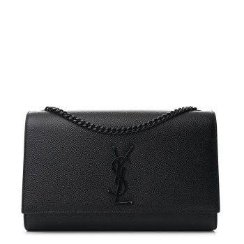 SAINT LAURENT Grain De Poudre Medium Classic Monogram Monochrome Kate Satchel Black
