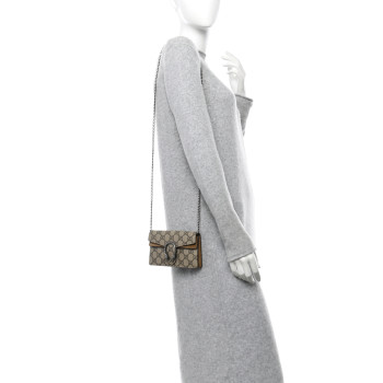 GUCCI GG Supreme Monogram Super Mini Dionysus Shoulder Bag Taupe