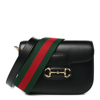 GUCCI Azalea Calfskin Web Mini Horsebit 1955 Shoulder Bag Black