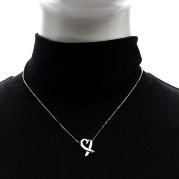 TIFFANY Sterling Silver Paloma Picasso Loving Heart Pendant Necklace