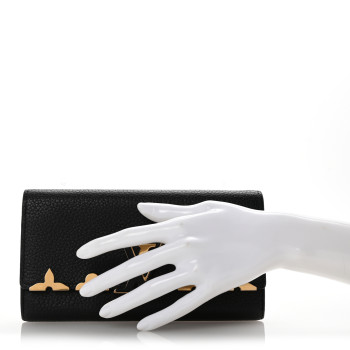 LOUIS VUITTON Taurillon Embellished Capucines Long Wallet Black