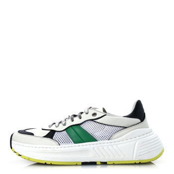 BOTTEGA VENETA Calfskin Technical Mesh Speedster Sneakers 40 White Black Green