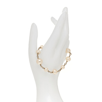 CHANEL Pearl Crystal CC Bracelet Gold