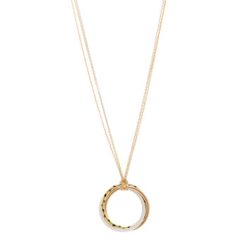 CARTIER 18K Pink Yellow White Gold Diamond Black Lacquer Trinity Panthere De Cartier Pendant Necklace
