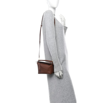 LOEWE X SUNA FUJITA Satin Calfskin Mini Hamster Puzzle Edge Bag Havana