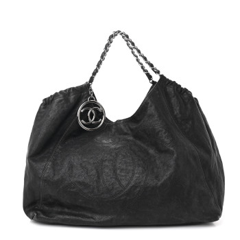 CHANEL Distressed Caviar XL Coco Cabas Black
