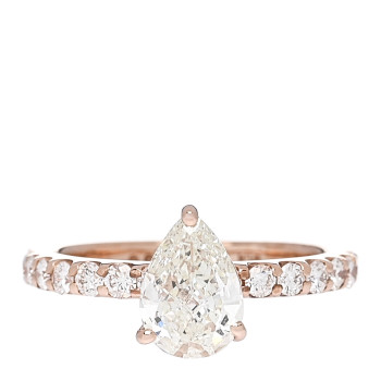 PARKER & WEST BY FASHIONPHILE 18K Rose Gold Diamond 1.014ct Pear Cut Pave Band Engagement Ring  51 5.75