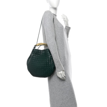 BOTTEGA VENETA Nappa Intrecciato Medium Sardine Bag Emerald Green