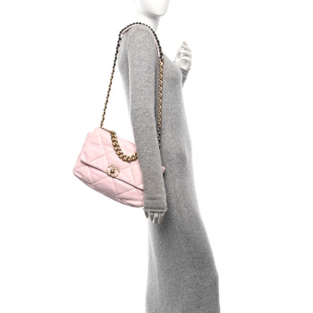CHANEL Lambskin Quilted Large Chanel 19 Flap Light Pink