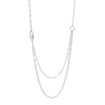 HERMES Sterling Silver GM Alphakelly Necklace