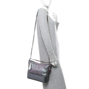 CHANEL Iridescent Lambskin Calfskin Quilted Medium Gabrielle Hobo Light Purple