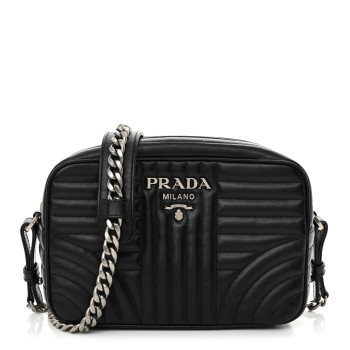 PRADA Soft Calfskin Diagramme Camera Bag Black