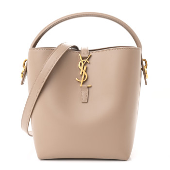 SAINT LAURENT Shiny Calfskin Le 37 Small Bucket Bag Dark Beige
