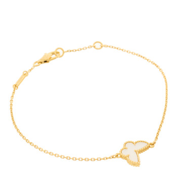 VAN CLEEF & ARPELS 18K Yellow Gold Mother of Pearl Sweet Alhambra Butterfly Bracelet