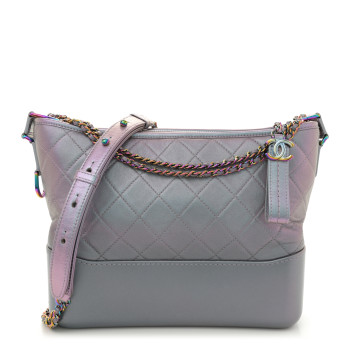 CHANEL Iridescent Lambskin Calfskin Quilted Medium Gabrielle Hobo Light Purple