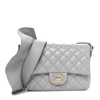 CHANEL Calfskin Quilted Bolero De Chanel Flap Bag Grey