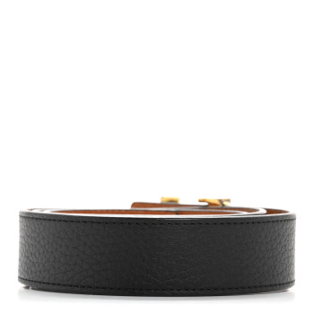 LOUIS VUITTON Taurillon Calfskin 30mm LV Initiales Reversible Belt 75 30 Black
