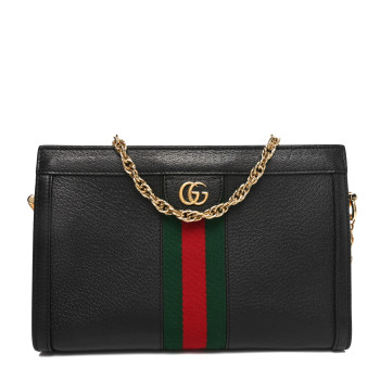 GUCCI Calfskin GG Web Small Ophidia Chain Shoulder Bag Black