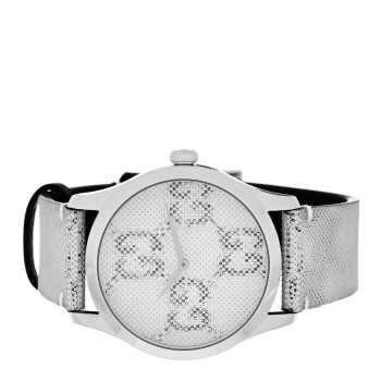GUCCI Stainless Steel Calfskin 38mm G-Timeless GG Hologram Quartz Watch