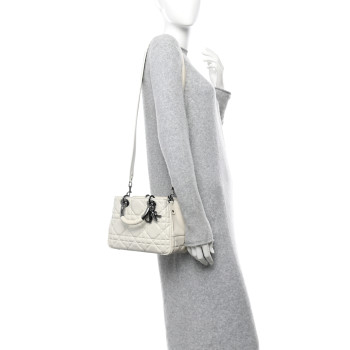 CHRISTIAN DIOR Calfskin Cannage Small The Lady 95.22 Ivory