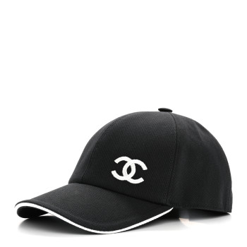 CHANEL Cotton CC Cap Hat Black White