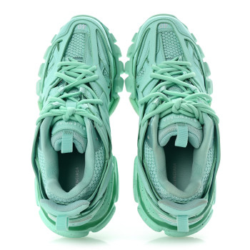 BALENCIAGA Rubber Mesh Fabric Monocolor Recycled Sole Womens Track Sneakers 40 Mint