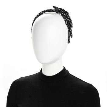 CHANEL Silk Bow CC Headband Black Ecru