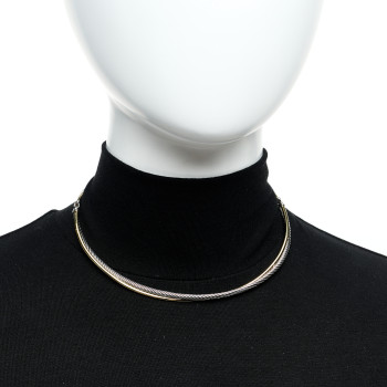 DAVID YURMAN Sterling Silver 18K Yellow Gold Crossover Cable Choker Necklace