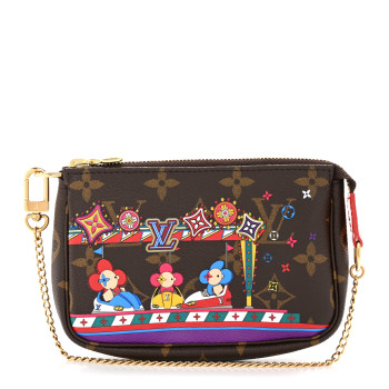 LOUIS VUITTON Monogram 2020 Christmas Animation Bumper Cars Mini Pochette Accessories Coquelicot