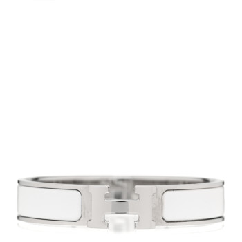 HERMES Enamel Narrow Clic Clac H Bracelet PM White