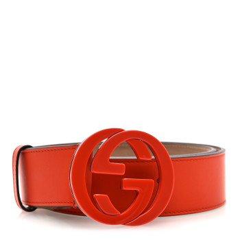 GUCCI Nubuck Interlocking G Belt 85 34 Deep Orange