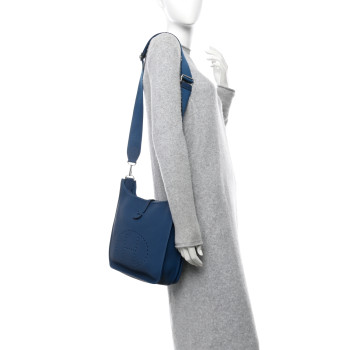 HERMES Taurillon Clemence Evelyne III PM Deep Blue