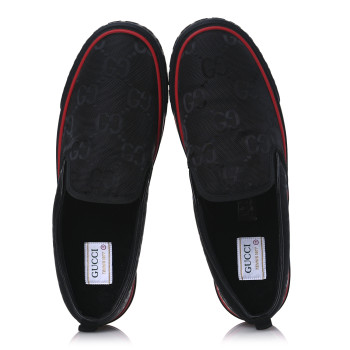 GUCCI GG Nylon Mens 1977 Tennis Slip On Sneakers 11 Black