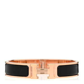 HERMES Enamel Narrow Clic Clac H Bracelet PM Black