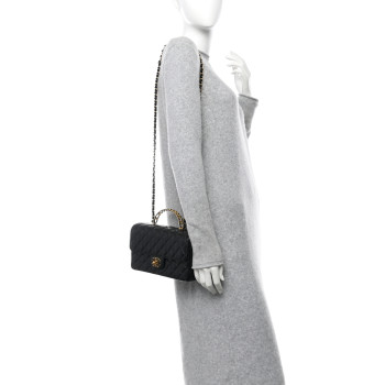 CHANEL Lambskin Quilted Small Strass On Top Flap Bag Black