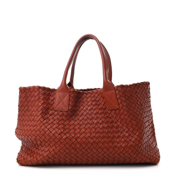 BOTTEGA VENETA Lambskin Intreccio Medium Cabat Rust
