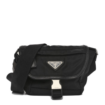 PRADA Re-Nylon Saffiano Triangle Shoulder Bag Black