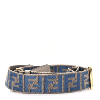 FENDI Jacquard Ribbon Vitello King FF Bi-Color Intreccio Adjustable Strap You Dove Poseidon