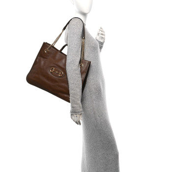 GUCCI New Sakai Calfskin Lux Large Horsebit 1955 Tote Bag Brown Sugar