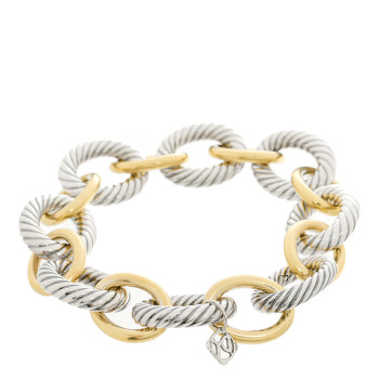 DAVID YURMAN Sterling Silver 18K Yellow Gold 18mm Extra Large Oval Link Bracelet