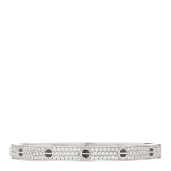 CARTIER 18K White Gold Diamond Ceramic LOVE Paved Bracelet 19