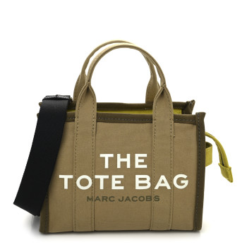MARC JACOBS Cotton Canvas Small The Traveler Tote Bag Slate Green Multicolor