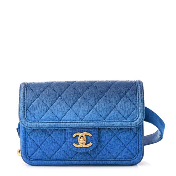 CHANEL Caviar Quilted Sunset On The Sea Waist Bag Blue
