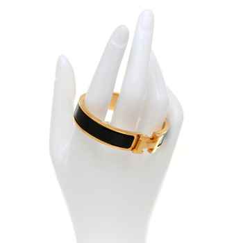 HERMES Enamel Narrow Clic Clac H Bracelet PM Black