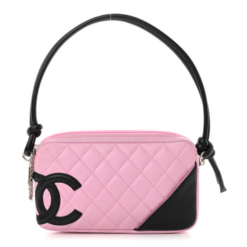 CHANEL Calfskin Quilted Cambon Pochette Pink Black